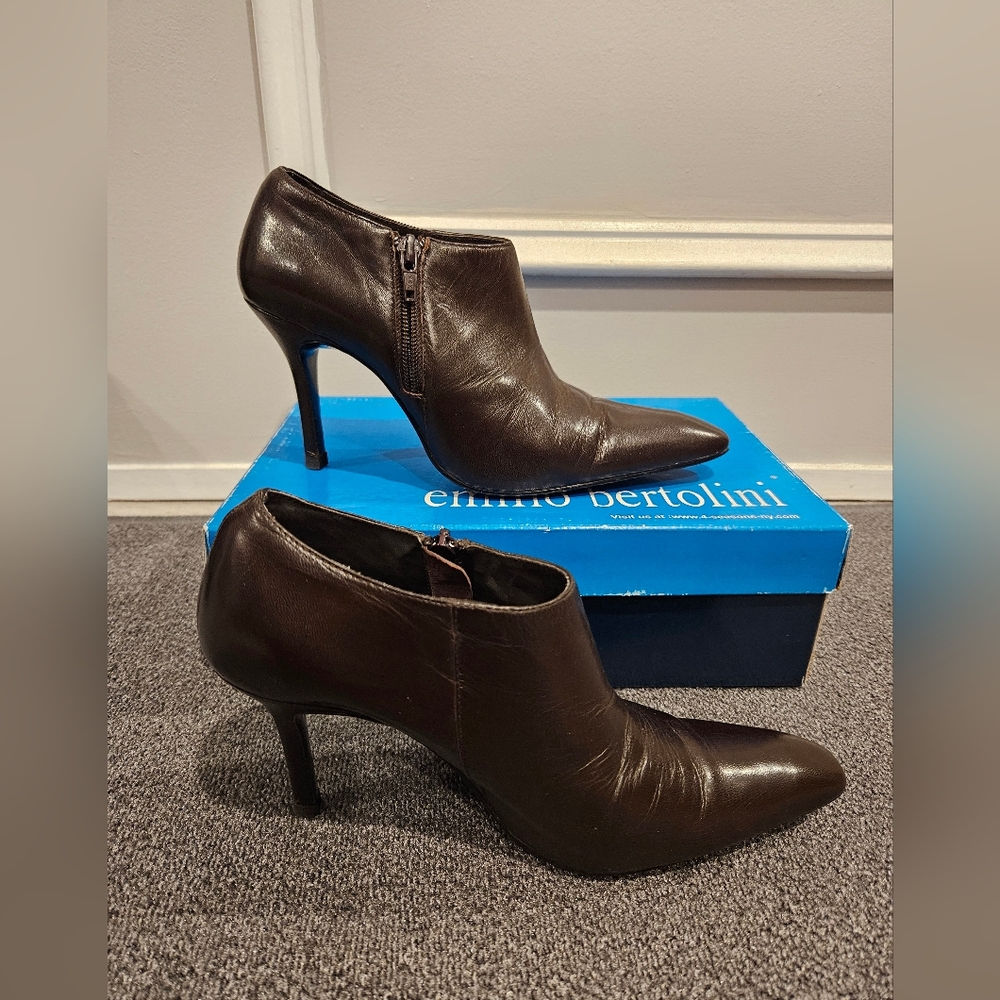 Emilio Bertolini Brown Leather Ankle Boots Size 6 1/2M